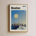 Boston Skyline Retro Travel Poster