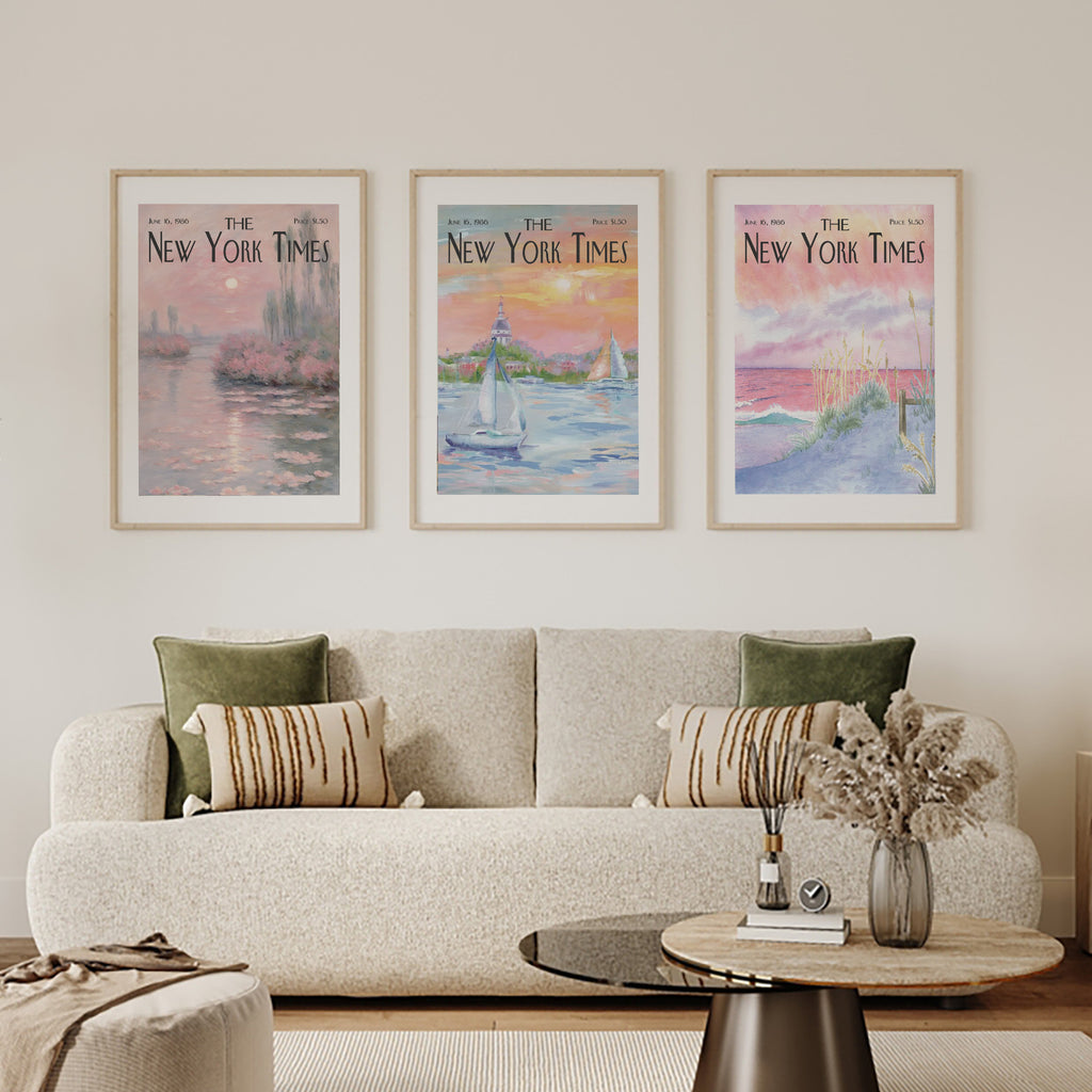 Pastel Coastal Landscape Poster Set
