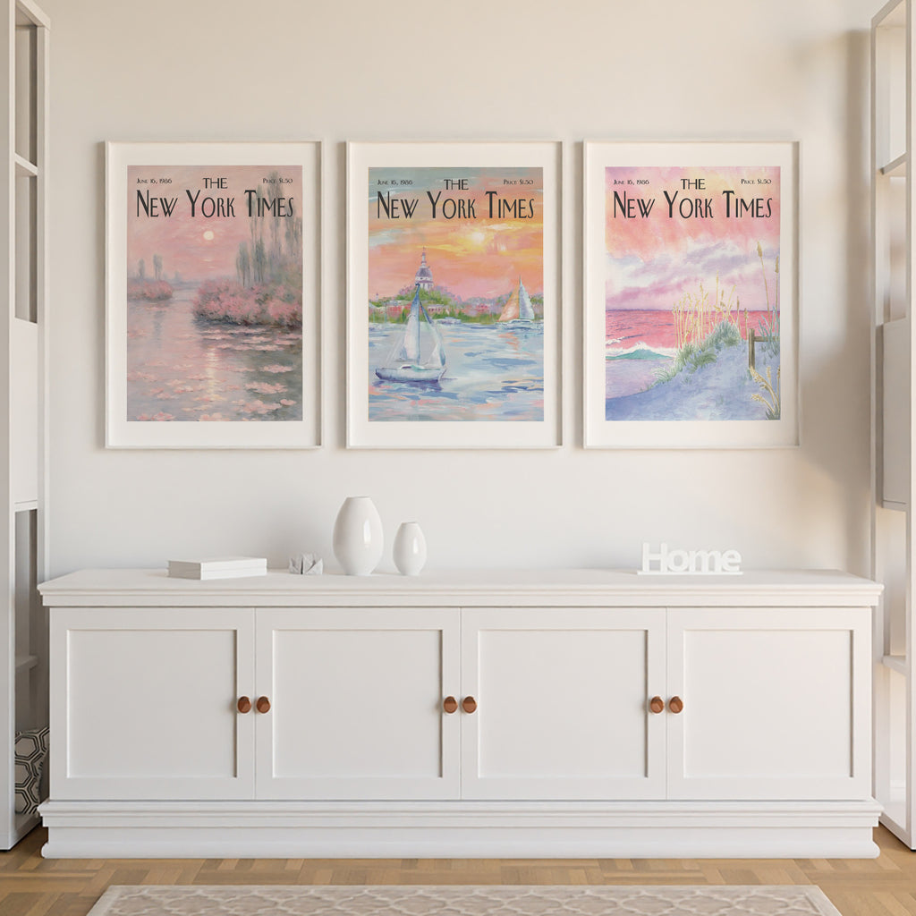 Pastel Coastal Landscape Poster Set