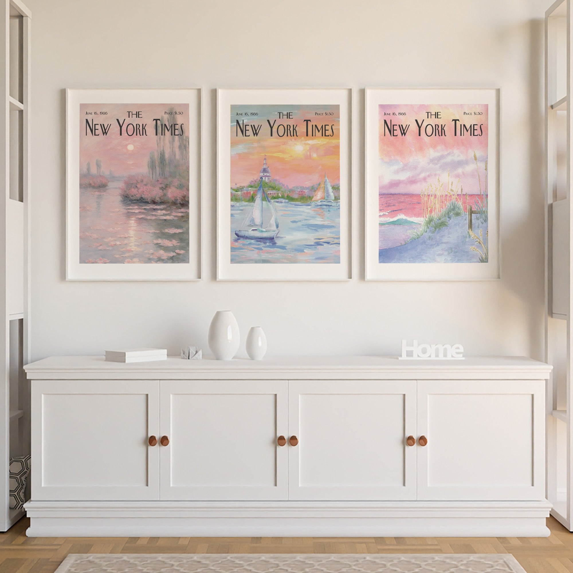 Pastel Coastal Landscape Poster Set