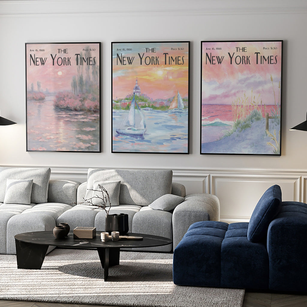 Pastel Coastal Landscape Poster Set