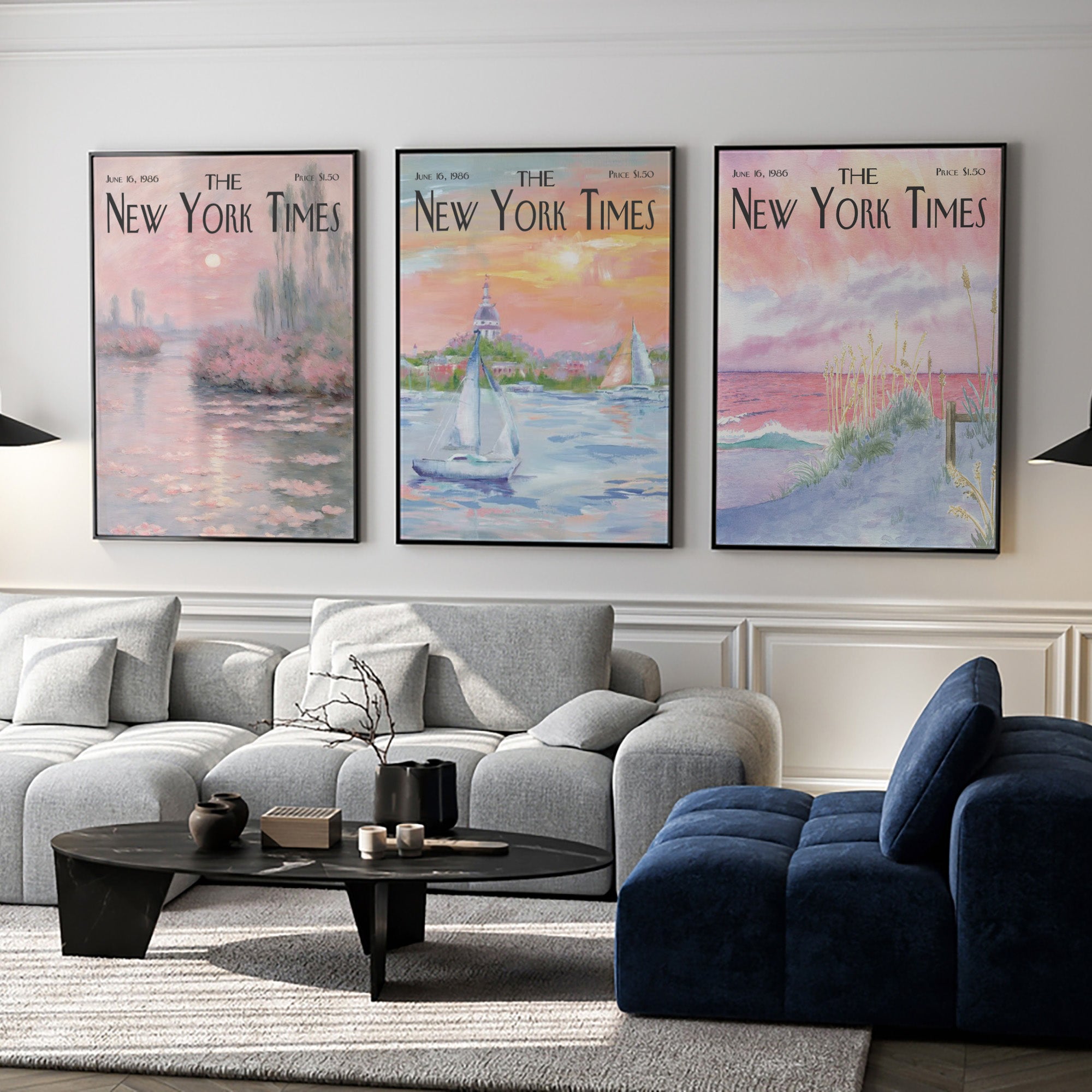 Pastel Coastal Landscape Poster Set