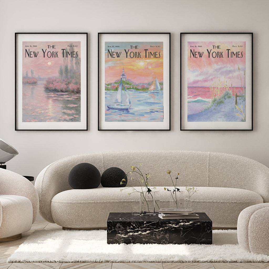 Pastel Coastal Landscape Poster Set