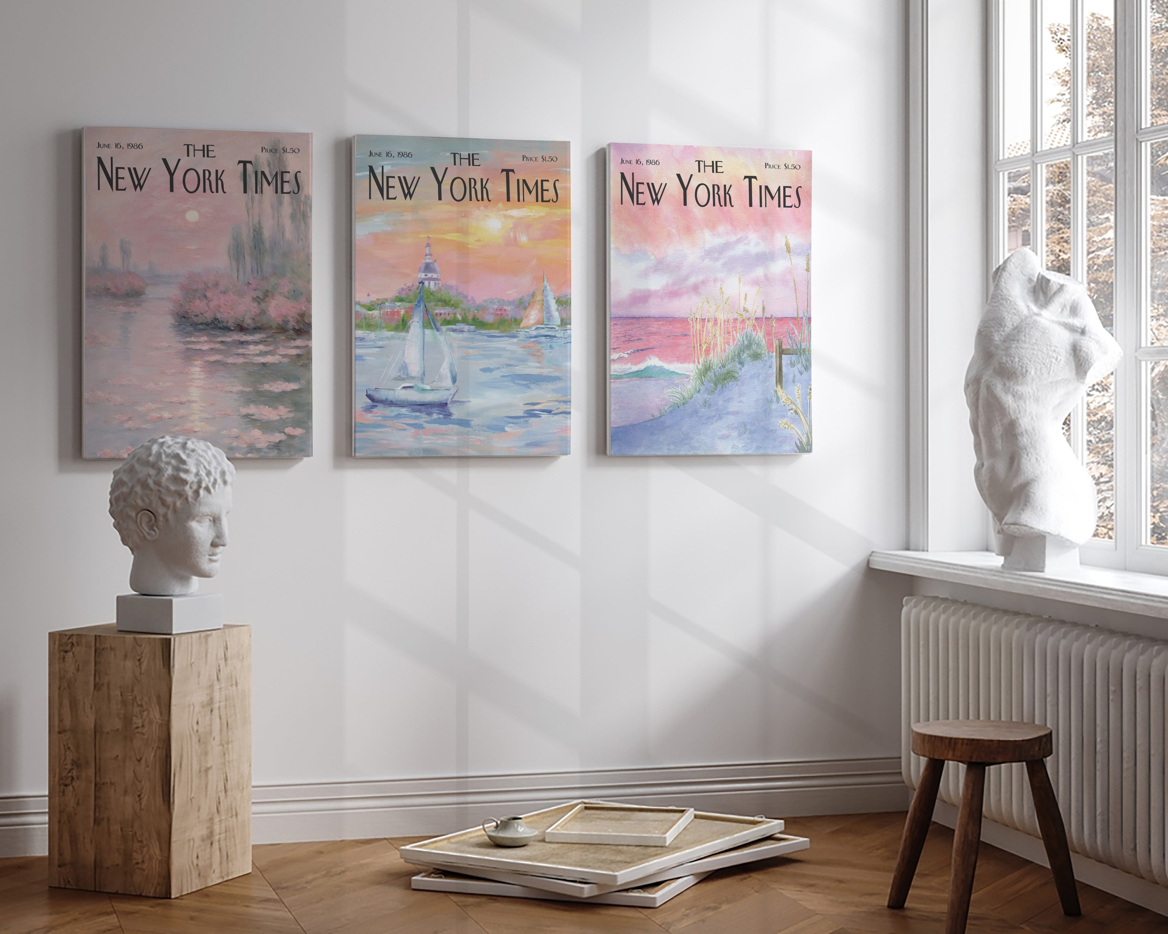 Pastel Coastal Landscape Poster Set